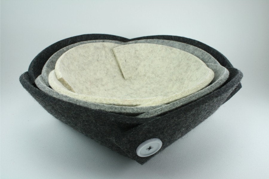 Felt Nesting Bowls in 5mm Thick Virgin Merino Wool Felt
