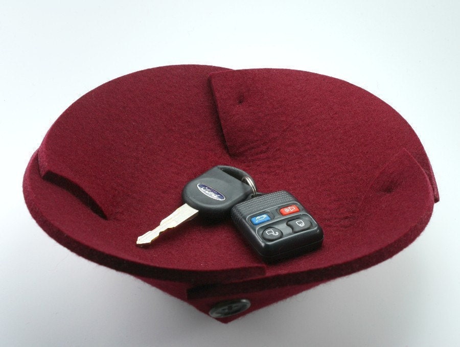 Small Felt Bowl in 5mm Thick Virgin Merino Wool Felt- Bordeaux