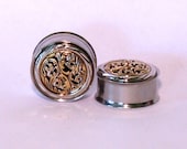 Gold And Silver Filigree Plugs 1/2 9/16 3/4 Inch 12mm  14mm 19mm