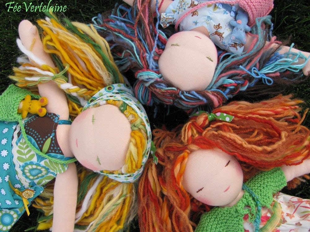 Custom waldorf doll 15" handmade by FeeVertelaine reserved for Ashley- First instalement