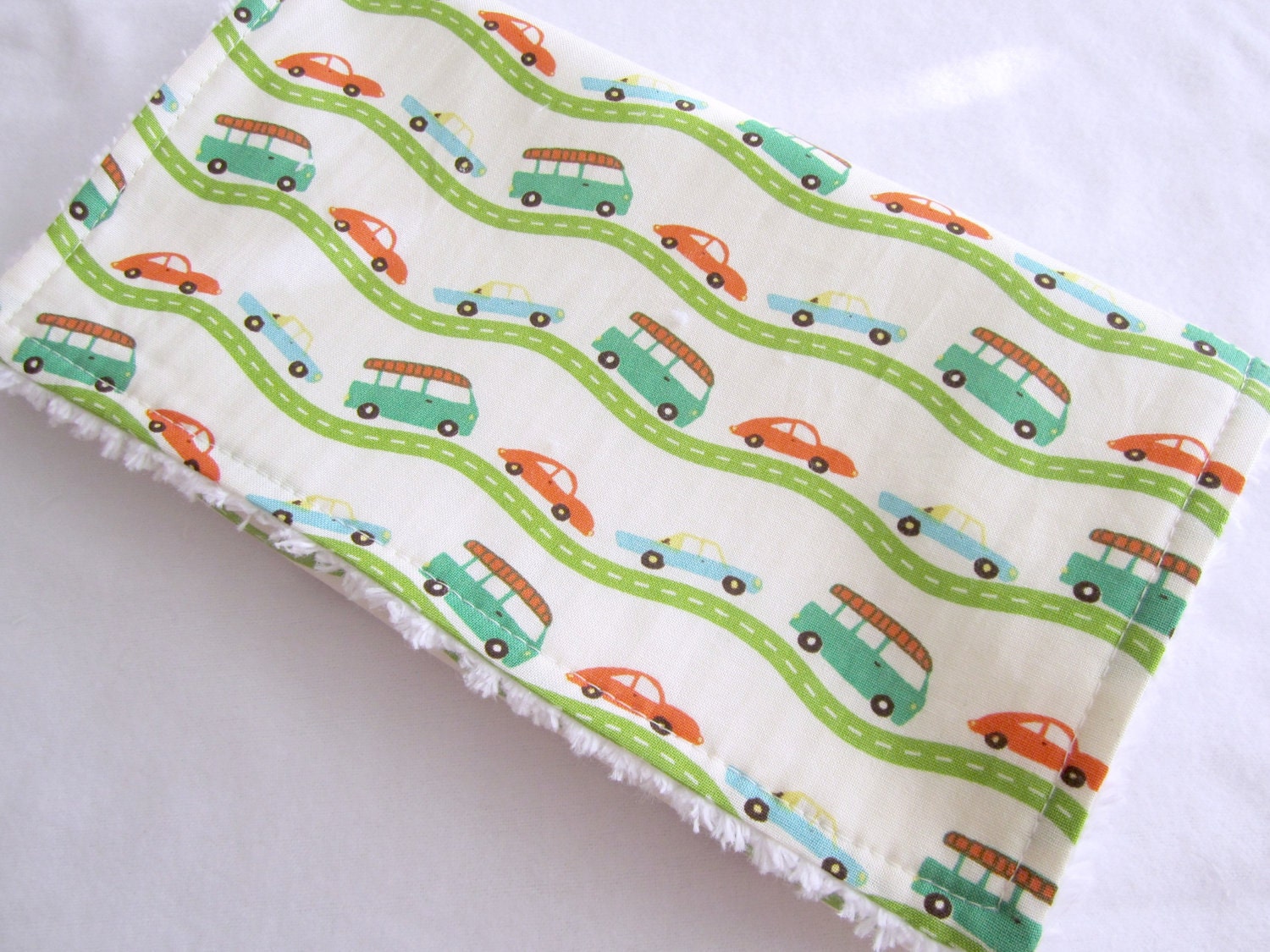 Wheels Chenille Burp Cloth