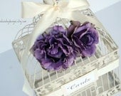Custom Large Wedding Birdcage Card Holder - Vintage Purple & Ivory