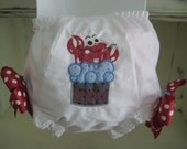 Appliqued Crawfish Boil Bloomers with Bows Personalized for Baby Girl or Toddler
