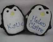 Personalized Stuffed Penguin Toy Soft and Plush for Baby or Dog
