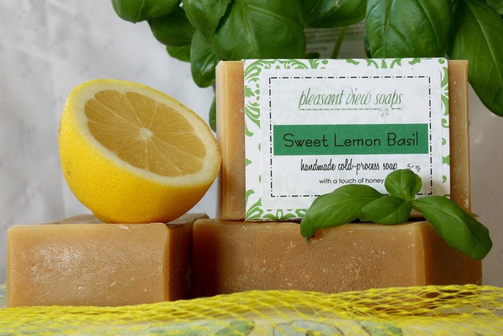 Sweet Lemon Basil Handmade Soap Cold-Process Bar
