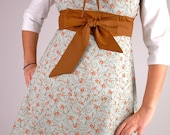 Sage Flowered with Accented Rust Hostess Apron
