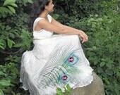 Silk hand painted dress PEACOCK FEATHER