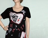 Hand painted Tshirt with applique FREE USA SHIPPING