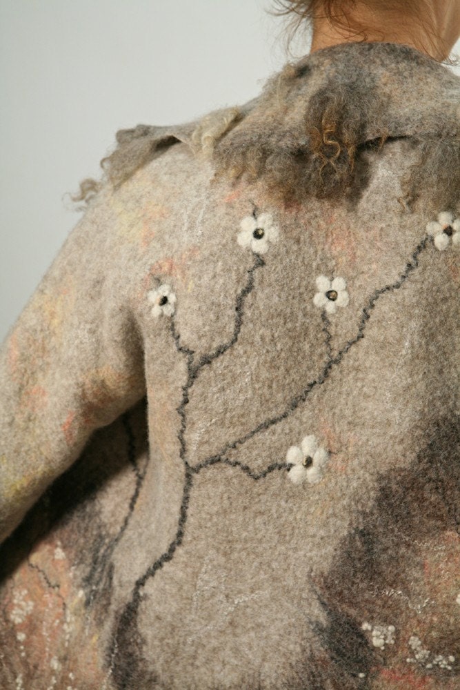 Hand felted wool coat jacket SAKURA
