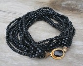 vintage 6 STRAND Black Glass Necklace