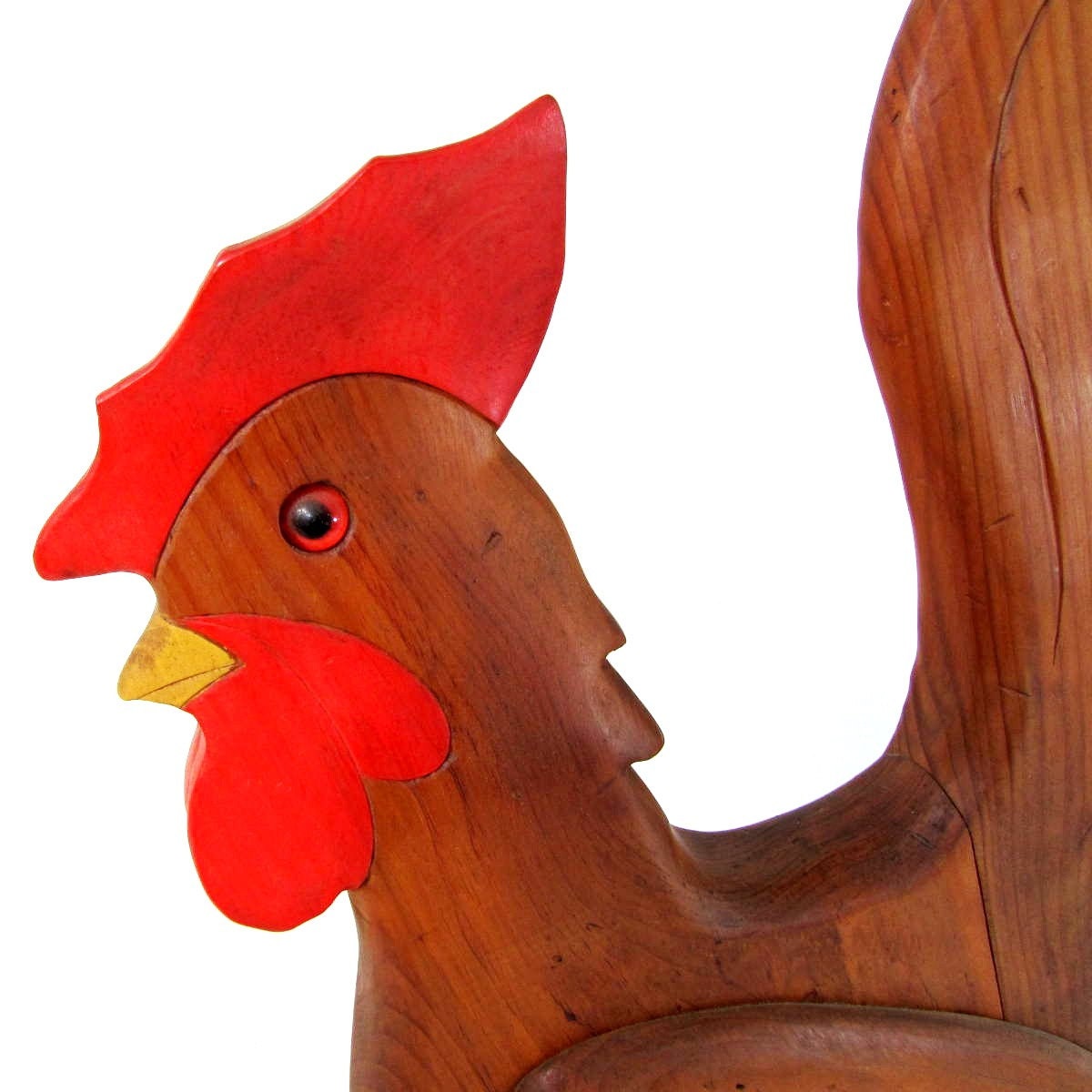 Vintage carved wooden rooster American folk art