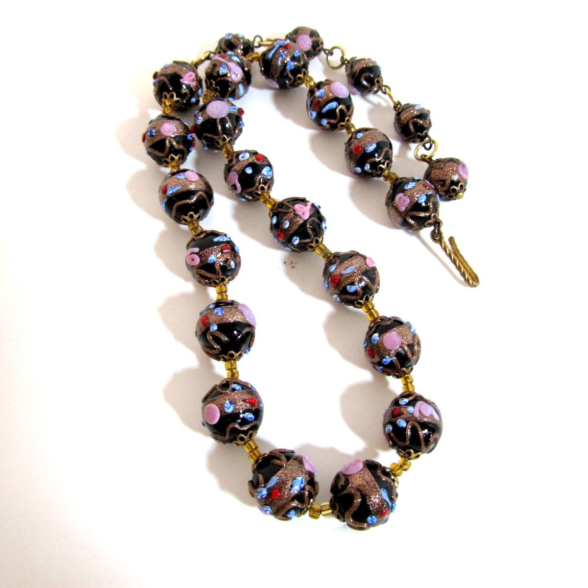 Vintage Fiorato wedding cake bead necklace