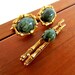 Vintage Krementz gold bamboo and jade tie clip and cuff links
