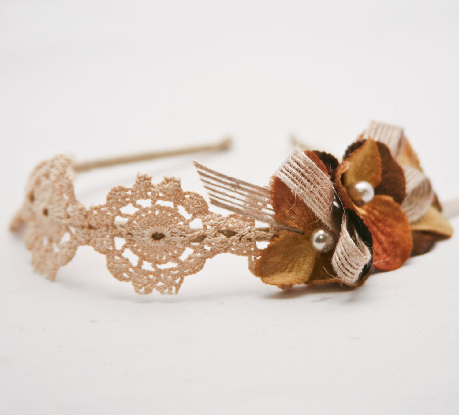 bulap and vintage lace flower headband for women and teens