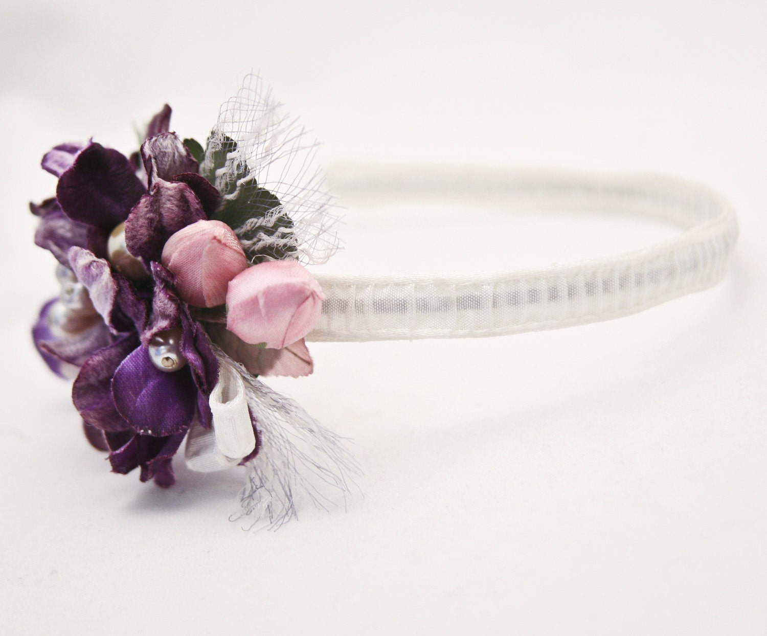 Vintage flower headbands for women in purple and pink