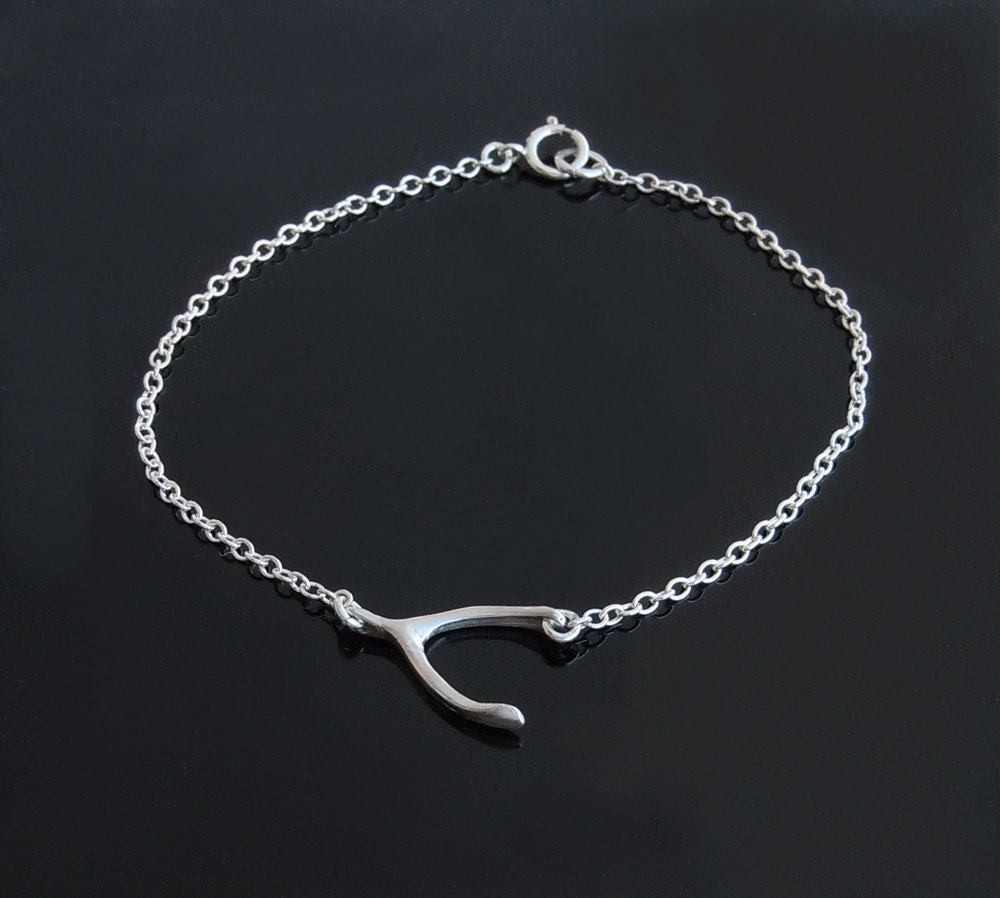 Sideways Wishbone Bracelet in Sterling Silver