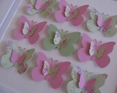Soft Pink and Apple Green Limited Edition - 3D Layered Butterfly Art - 8X8 - Made to Order