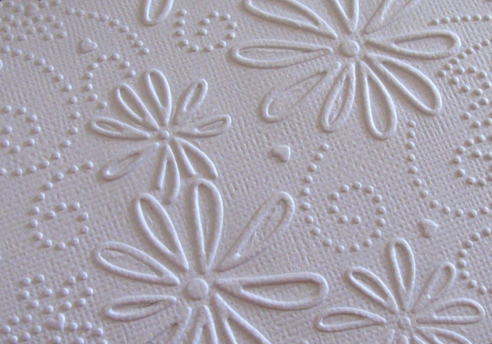 SET Hand Embossed White Floral - 2 CARDS - Wedding. Bride. Mother of Bride. Anniversary. Special Occasion - Made to Order