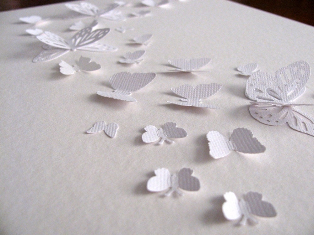 White on White Fluttering Skyward - 3D Butterfly Art - 8x10