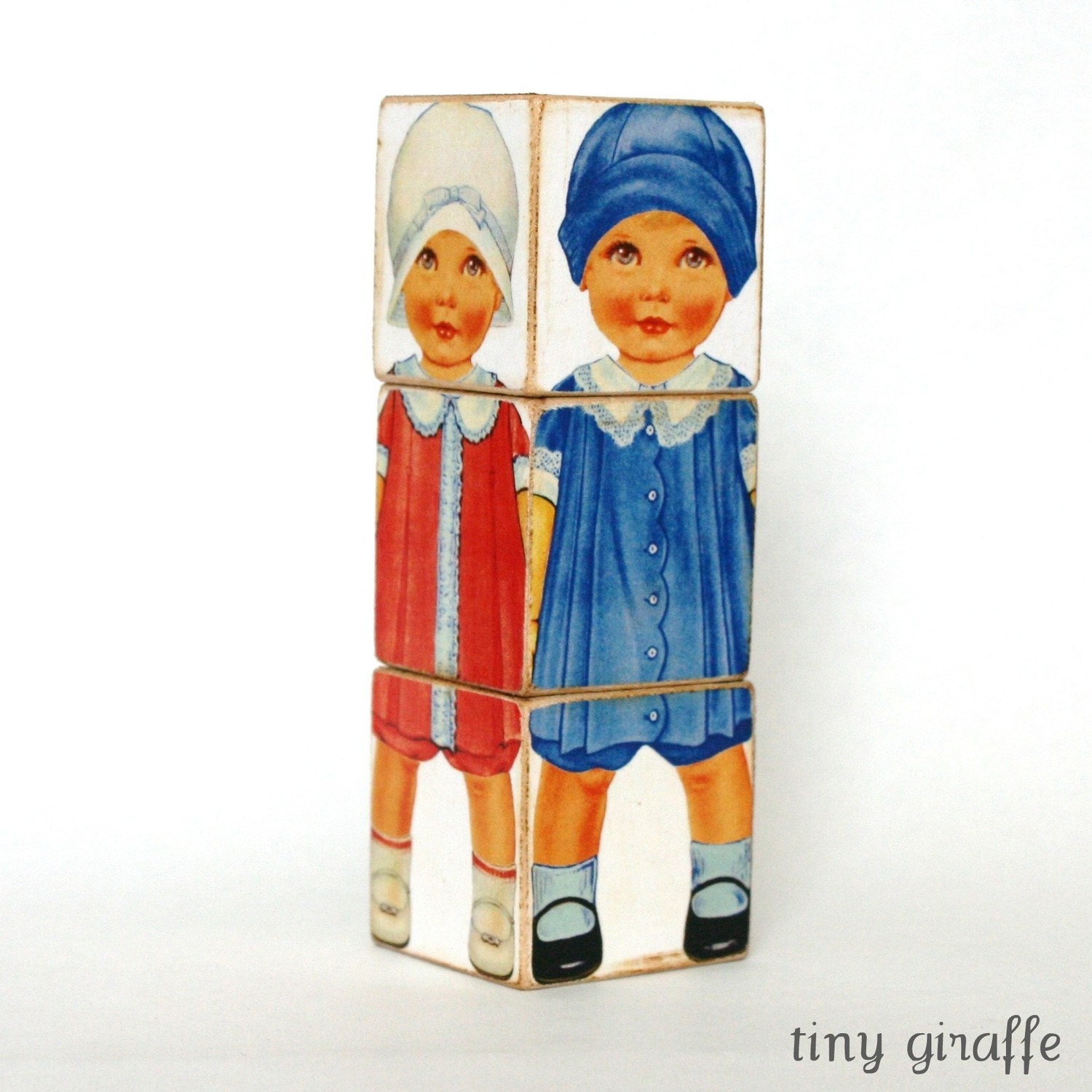 Paper Doll Blocks Babies wood toy blocks stacking toy wooden block puzzle