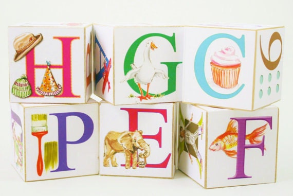 DELUXE Alphabet Wooden Baby Blocks wood toy building blocks eco friendly children toy - set of 12 in two sizes