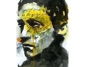 Man Fashion Illustration boy Portrait Print Drawing Fine Art Hand Signed ink original watercolor mixed media my way  26/100 L.E.