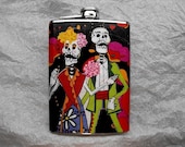 FD180 - Dia De Los Muertos Stainless Steel Flask- 8oz. Day Of The Dead