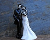 Day of the Dead Wedding Cake Topper With No Veil - 6 Inches