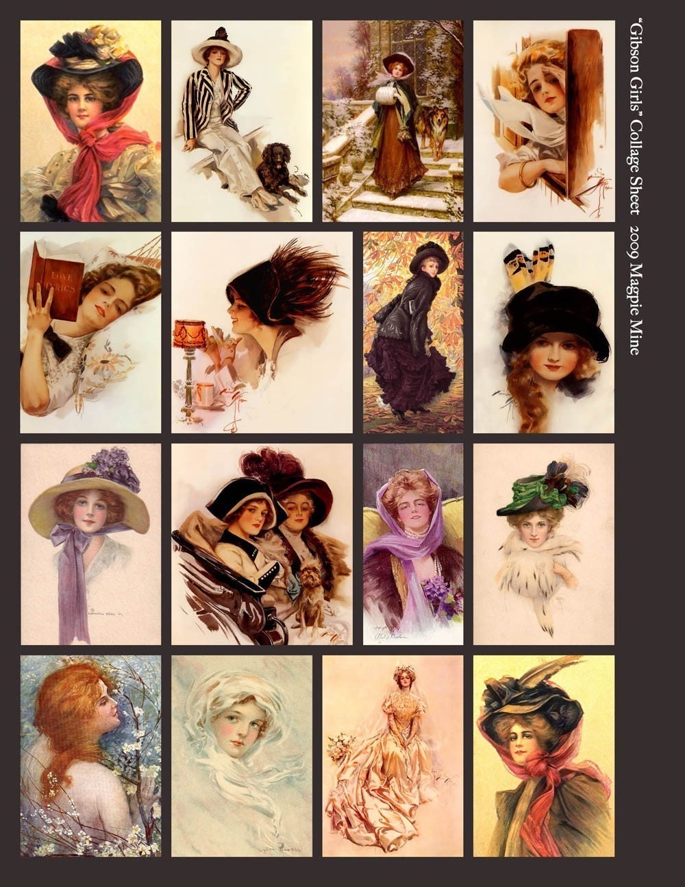 Edwardian Women - Gibson Girls Collage Sheet - Digital Download - Printable