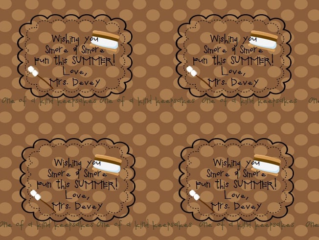 Smore and Smore fun topper scrapbook tags teacher PRINTABLE