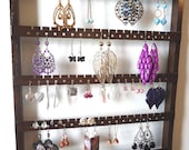 Jewelry Holder, Earring Display, Brown, Oak Hardwood, Hanging. 90-180 Pairs, 7 Peg Necklace Jewelry Organizer, Ready To Ship