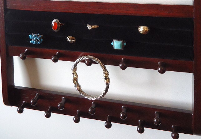 Ring Holder - Jewelry Holder, Earring Organizer, Dark Mahogany, Wood, Boutique Quality & Design, BEAUTIFUL Storage Solution, 3/31- 4/3