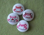 I love tea- fabric covered button collection - red size 45