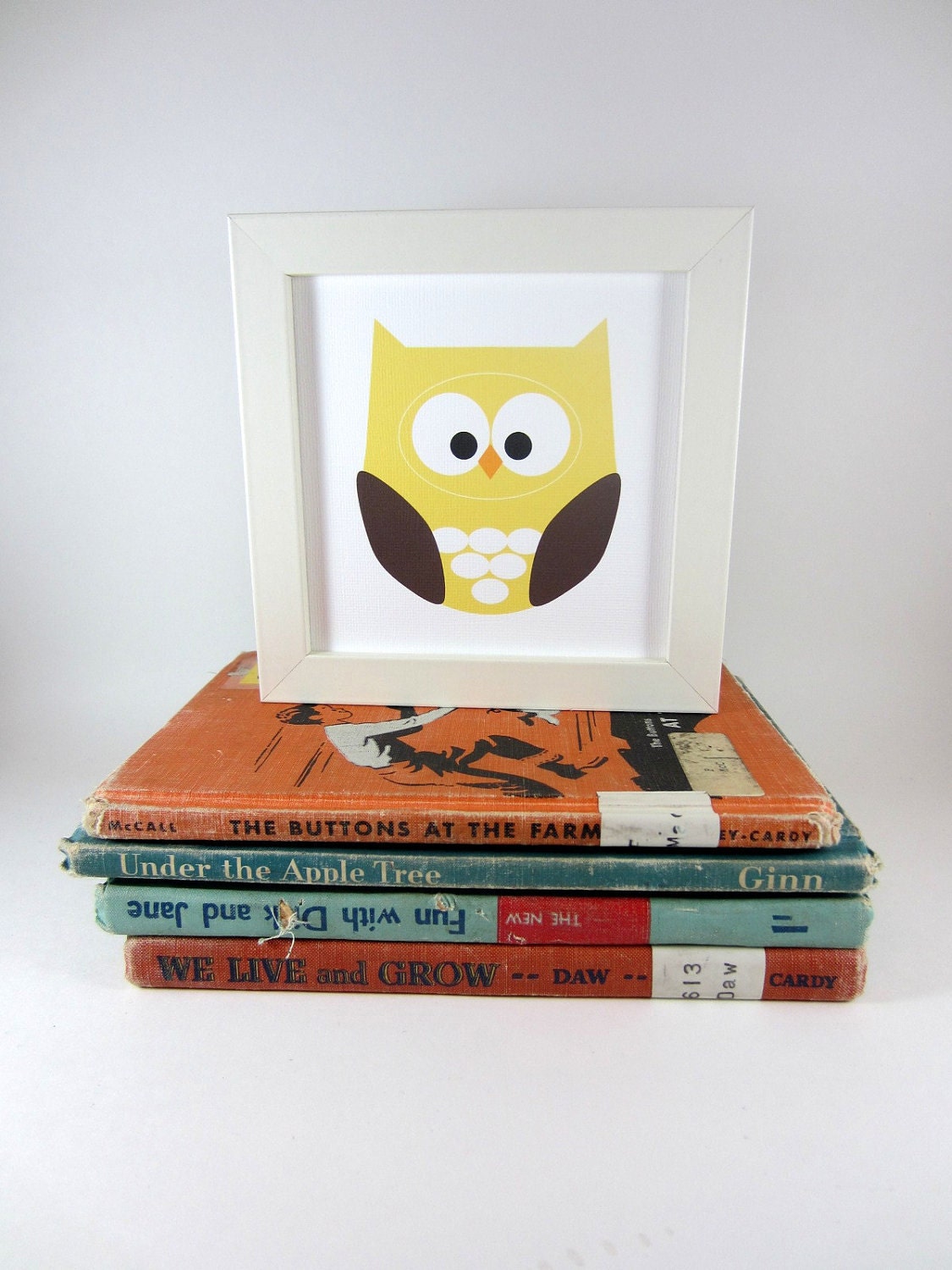 Owl Wall Art Animal, Owl Print, Home Decor, Nursery Pictures, Forest Animal, Woodland Creature, Yellow Bird