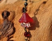 Floral Drop Earrings - Matte Red