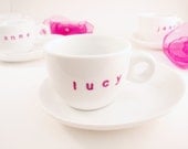 Bridesmaids Gifts - Set of 4 Hand Painted Espresso Cups