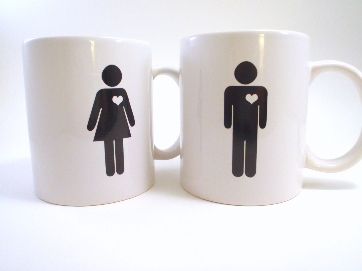 Pair of Coffee Mugs - Unique Bride Groom - Black on White