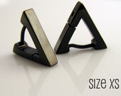 Black Triangle Huggie Hoop Earrings for Men - Ear Cartilage Helix Tragus Daith Rook Snug Piercing - Guys Gothic Punk Rock Steel - XSno.214