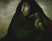 Limited Edition Print A4 size - Night mountain / Crow 3/50
