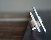 Balancing Act Ring- Modern Rough Cut Sterling Band