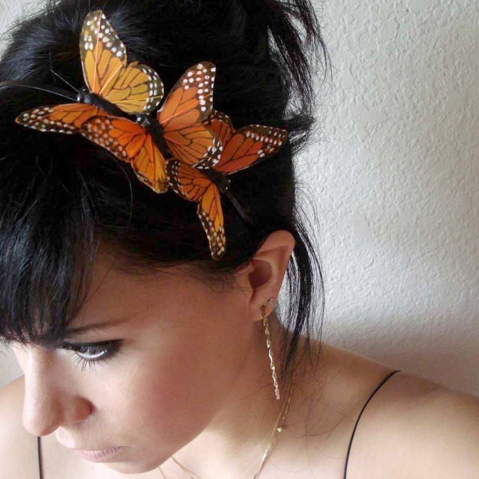 MARISSA - three monarch butterflies headband - bohemian hair accessory