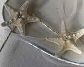 Genuine White Sea Star and Swarovski Crystal Hair Jewelry