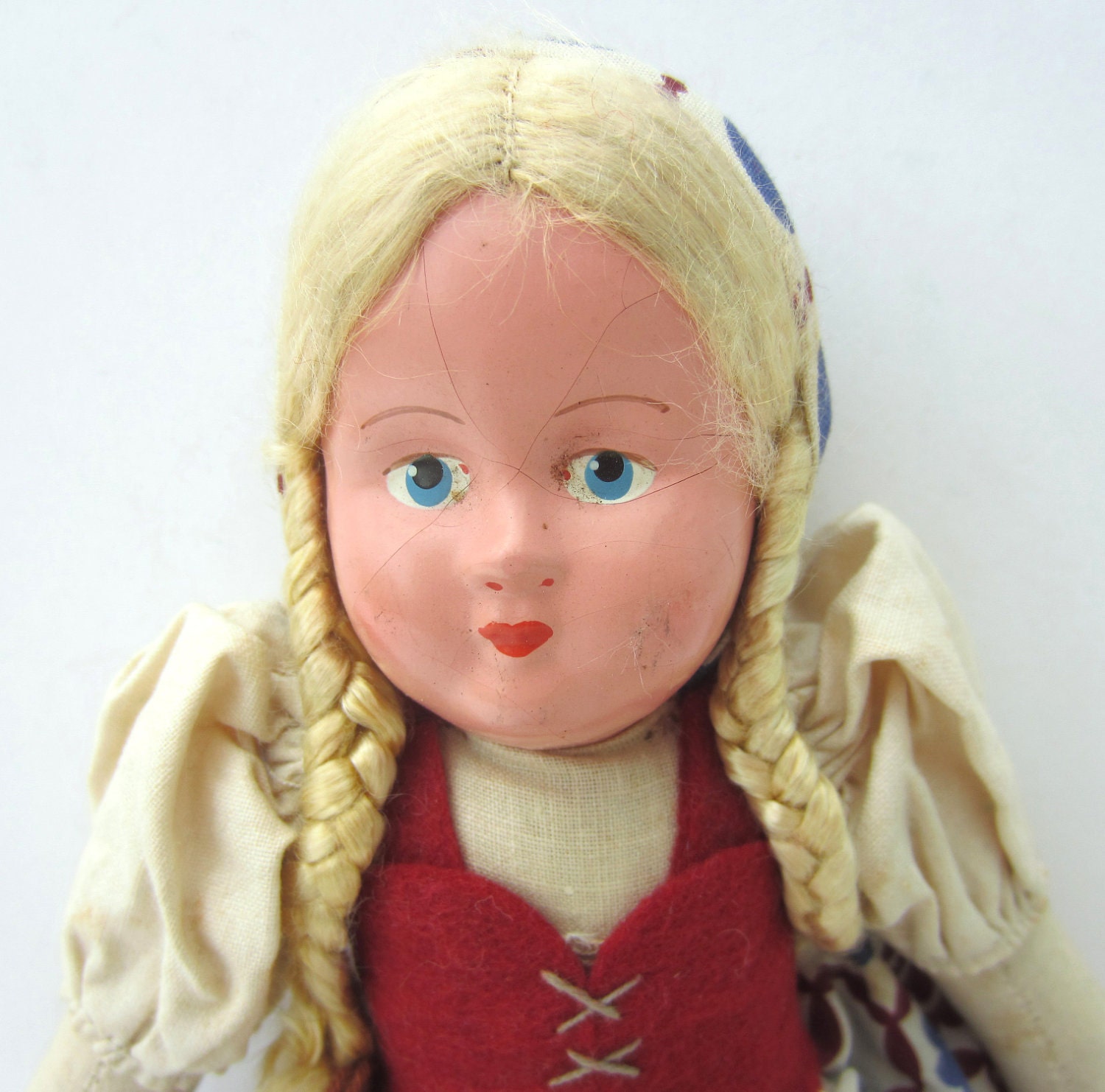 Vintage Cloth and Composition Dutch Doll