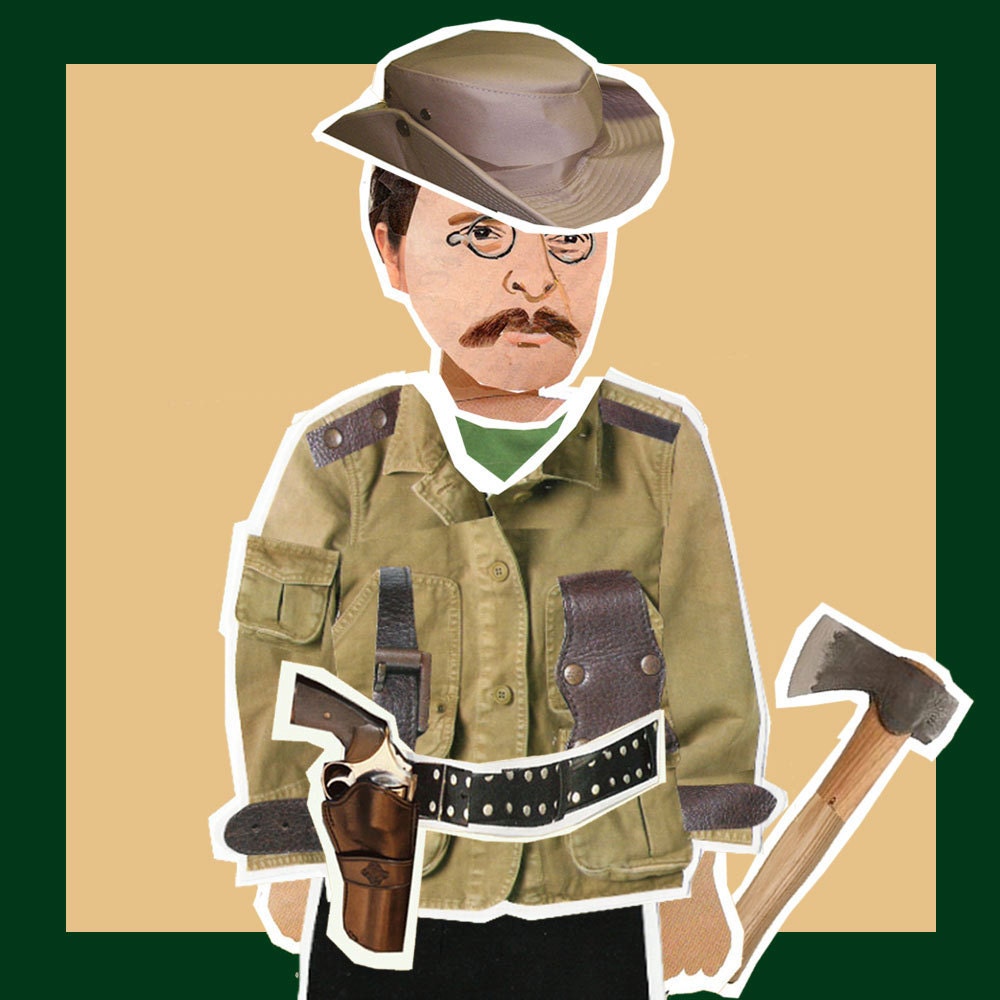 Teddy Roosevelt original Hipster paper doll magnet collage