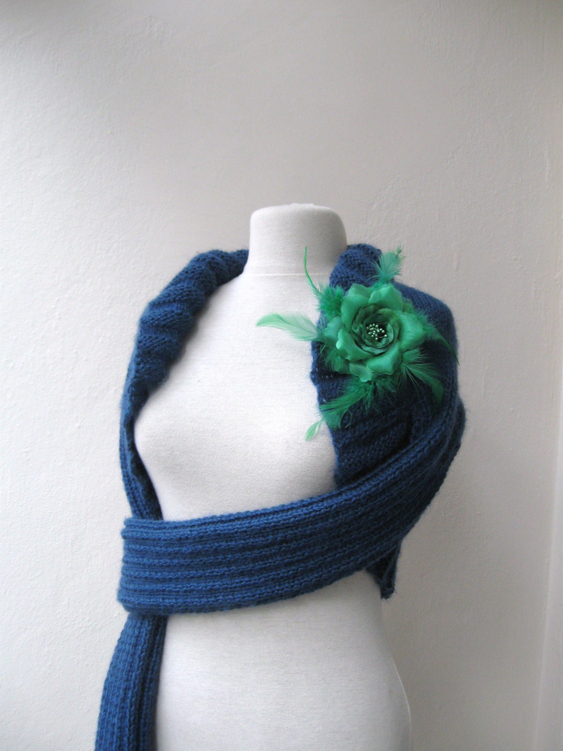 Knit shrug bolero jacket - Saphire blue mohair - long sleeves - EXPRESS SHIPPING - Fall Fashion