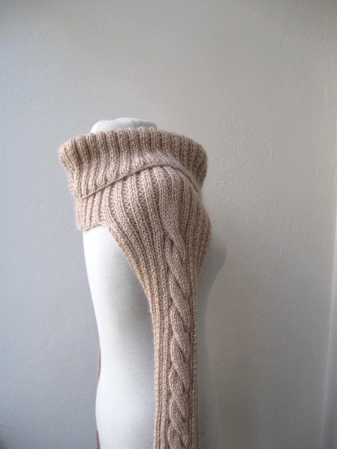 Knit Turtleneck Shrug-cable pattern-beige mohair-long sleeves-EXPRESS SHIPPING-with bow brooch-valentines day-gift guide,fashion
