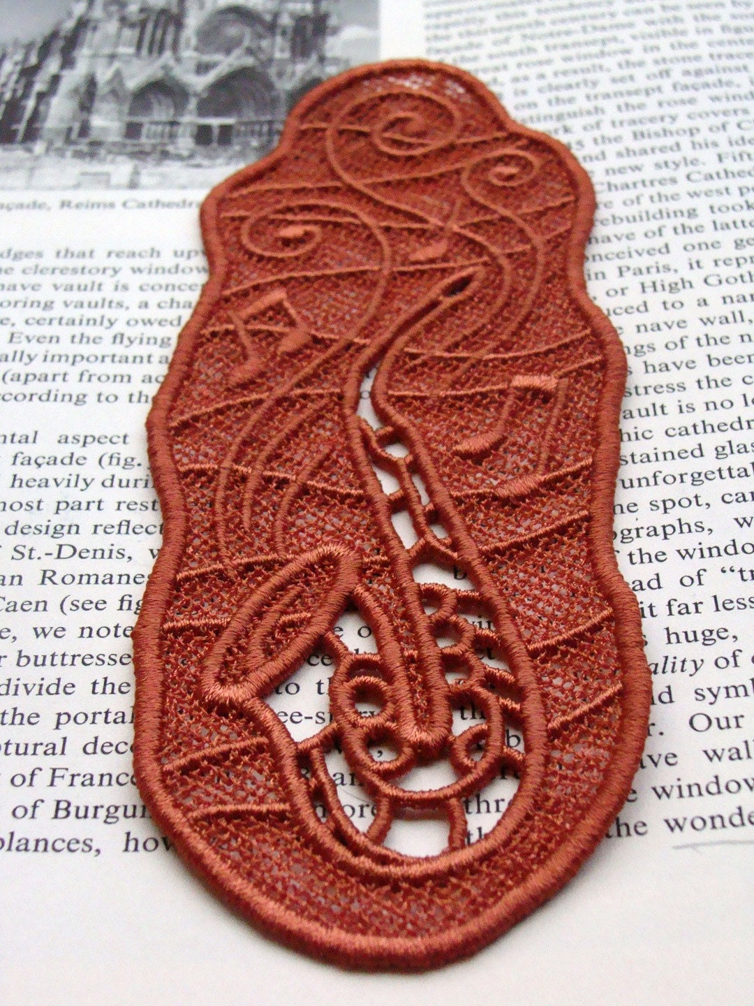 Copper Saxophone Lace Bookmark