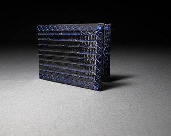 Bifold Mens Wallet - Carbon Fiber Black and Blue