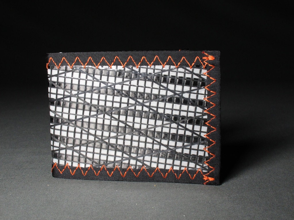 Carbon Fiber Bifold Mens Wallet - Carbon Fiber Black, White and Orange