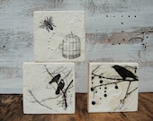 Black & White Collection  3 Original Encaustic Mini Paintings